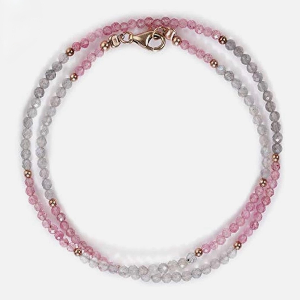 NIB Gemshiner Real Gemstone Labradorite & Strawberry Quartz Necklace! LAST 2!